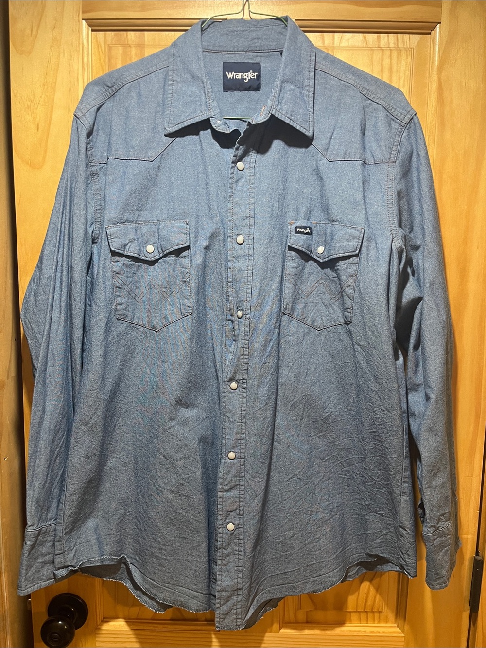 Wrangler Blue Denim Western Snap-Front Shirt